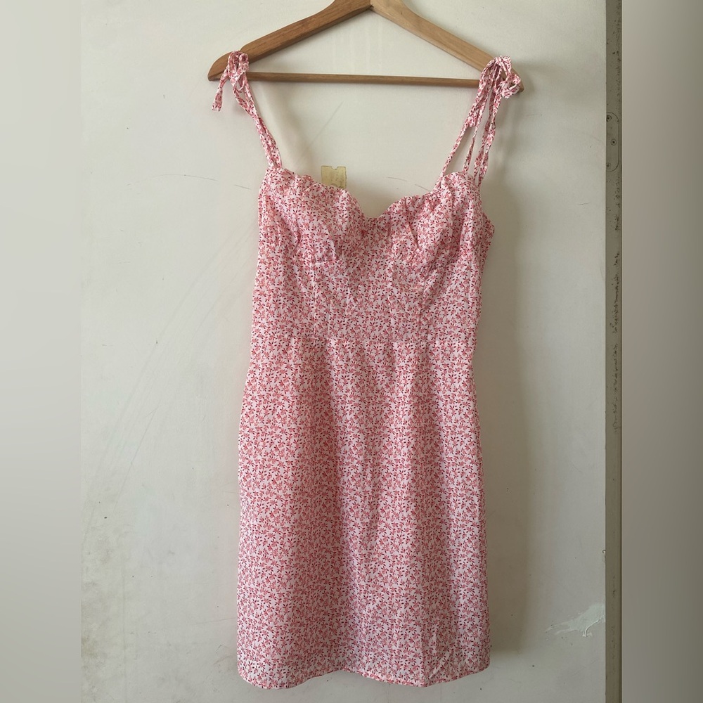 SHEIN Pink Floral Mini Dress with Tie Straps